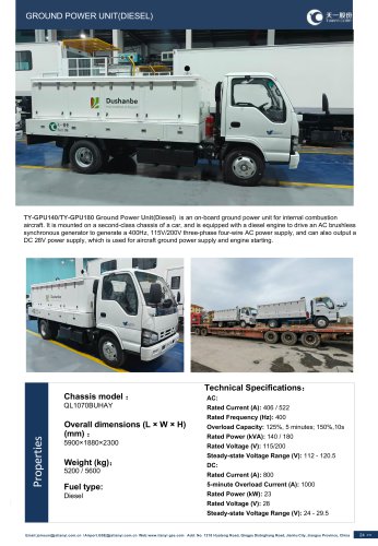 Diesel ground power unit TY-GPU series