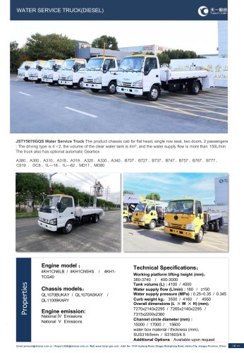 Tianyi Self-propelled potable water truck JSTY5070GQS