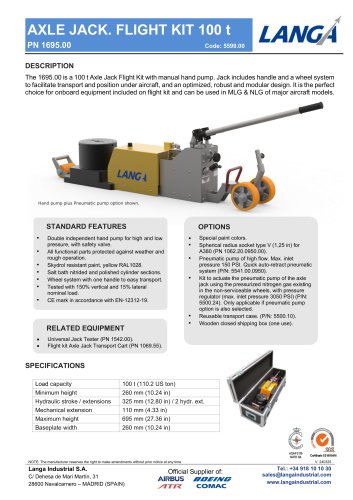 AXLE JACK. FLIGHT KIT 100 t PN 1695.00
