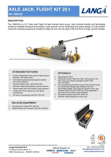 AXLE JACK. FLIGHT KIT 20 t PN 1698.00
