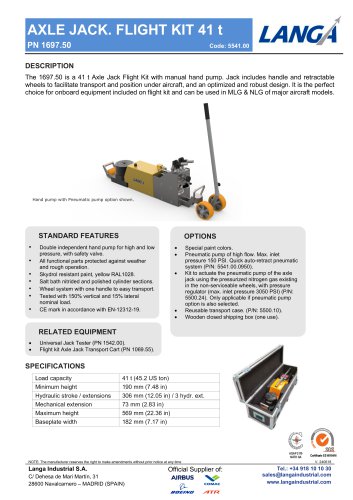 AXLE JACK. FLIGHT KIT 41 t PN 1697.50