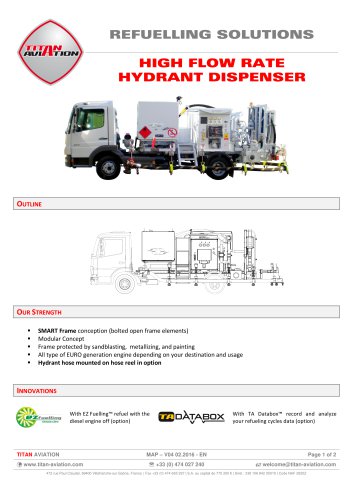 250 m3/h hydrant dispensers