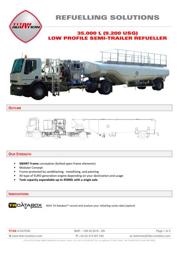 35000 L low profile semi-trailer aircraft refueller