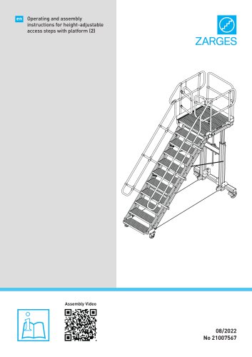 Operating and assembly instructions for height-adjustable access steps with platform