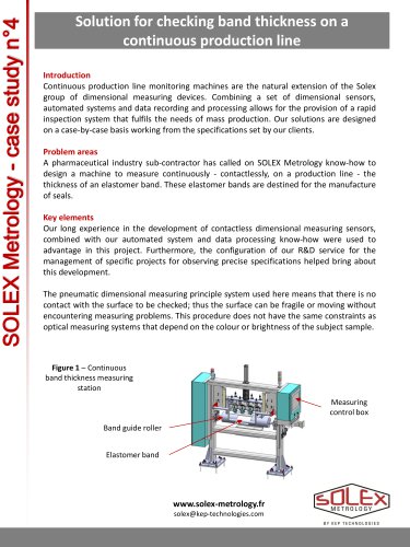 Solution for checking band thickness on a continuous production line