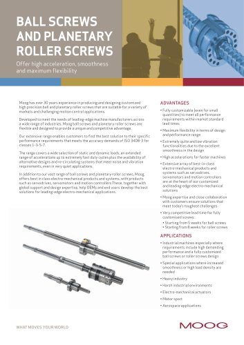 Ball Screws and Planetary Roller Screws