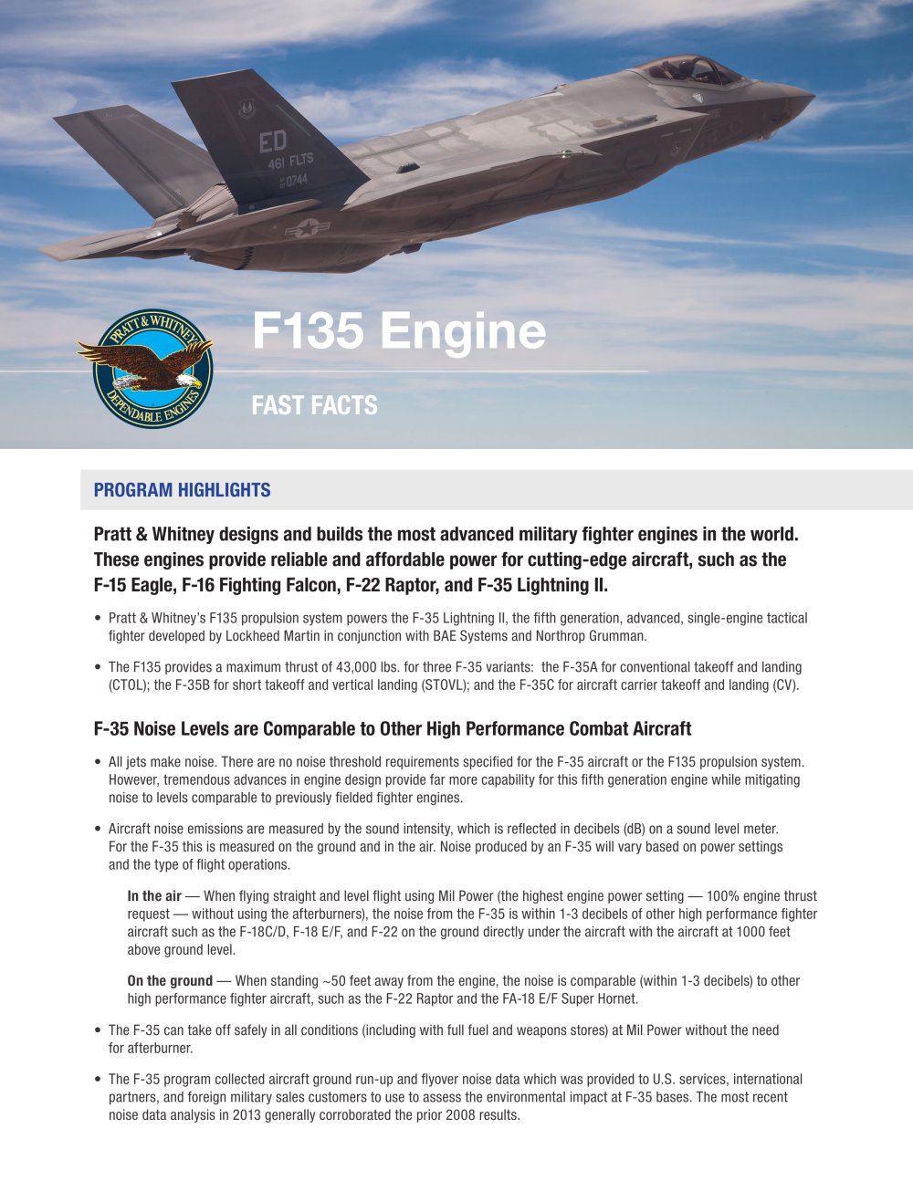 F135 Engine - PRATT & WHITNEY