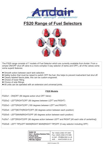 FS20 Range of Fuel Selectors