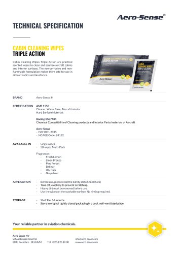 CABIN CLEANING WIPES TRIPLE ACTION 