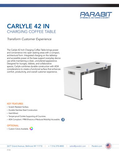 CARLYLE 42 IN CHARGING COFFEE TABLE