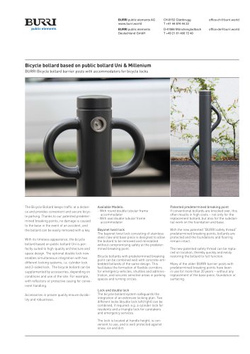 Bicycle bollard based on public bollard Uni & Millenium