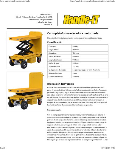 Carro plataforma elevadora motorizada