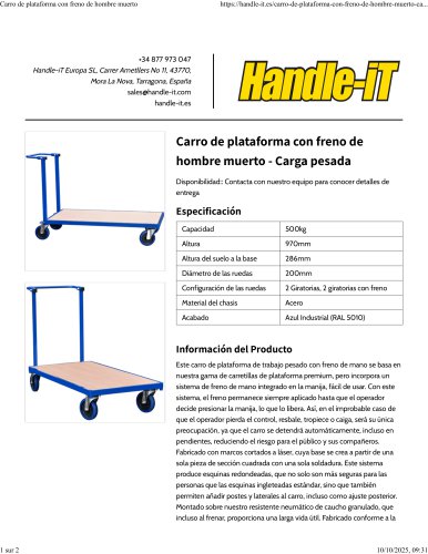 Carro de plataforma con freno de hombre muerto