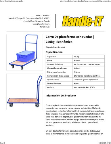 Carro De plataforma con ruedas