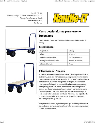 Carro de plataforma para terreno irregulares