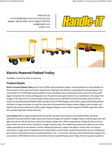 Electric Powered Flatbed Trolley