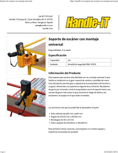 Soporte de escáner con montaje universal