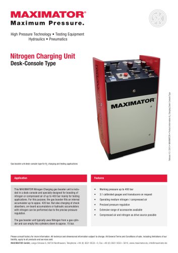 Product Information - Nitrogen Charging Desk-Console Type