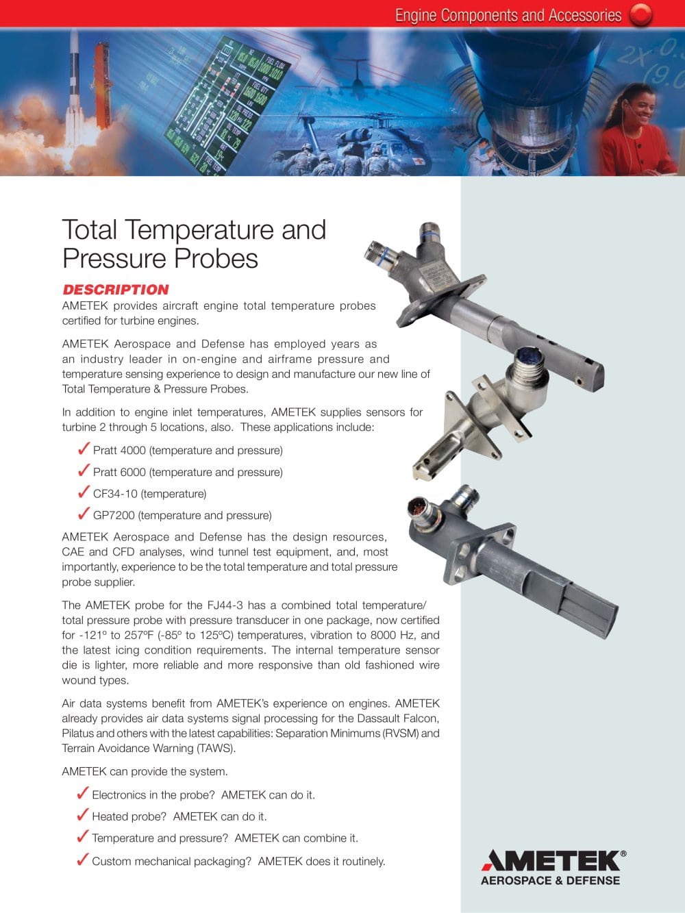 Total Temperature and Pressure Probes - Ametek Fluid management systems