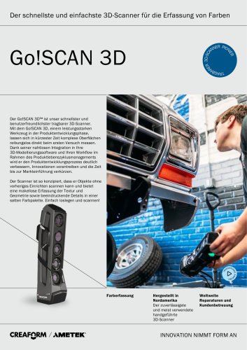Go!SCAN 3D: 3D-Scanner für die Produktentwicklung