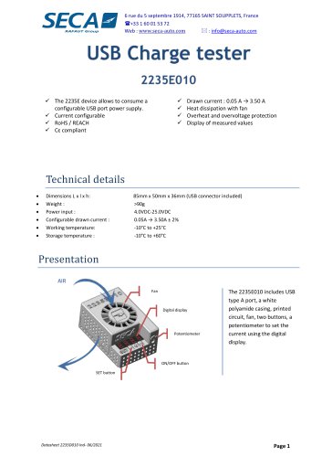 USB charge tester for Aircraft maintenance