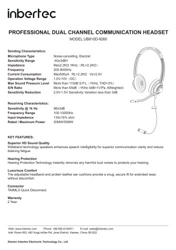 ATC  Headset-UB810DP-9260-USB PTT