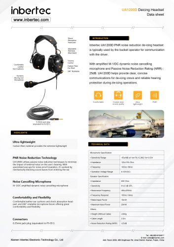 UA1200D Deicing Headset for Bucket Crew