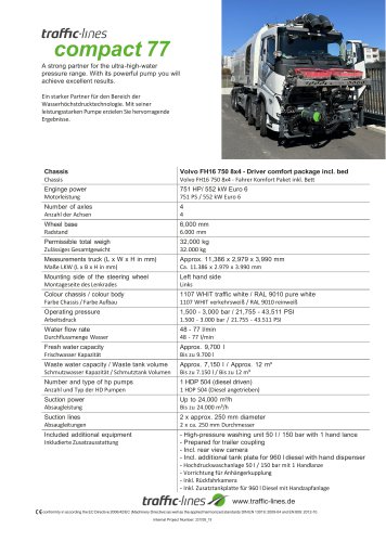 Technical specifications compact 77 t19