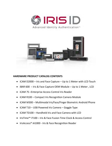 HARDWARE PRODUCT CATALOG CONTENTS