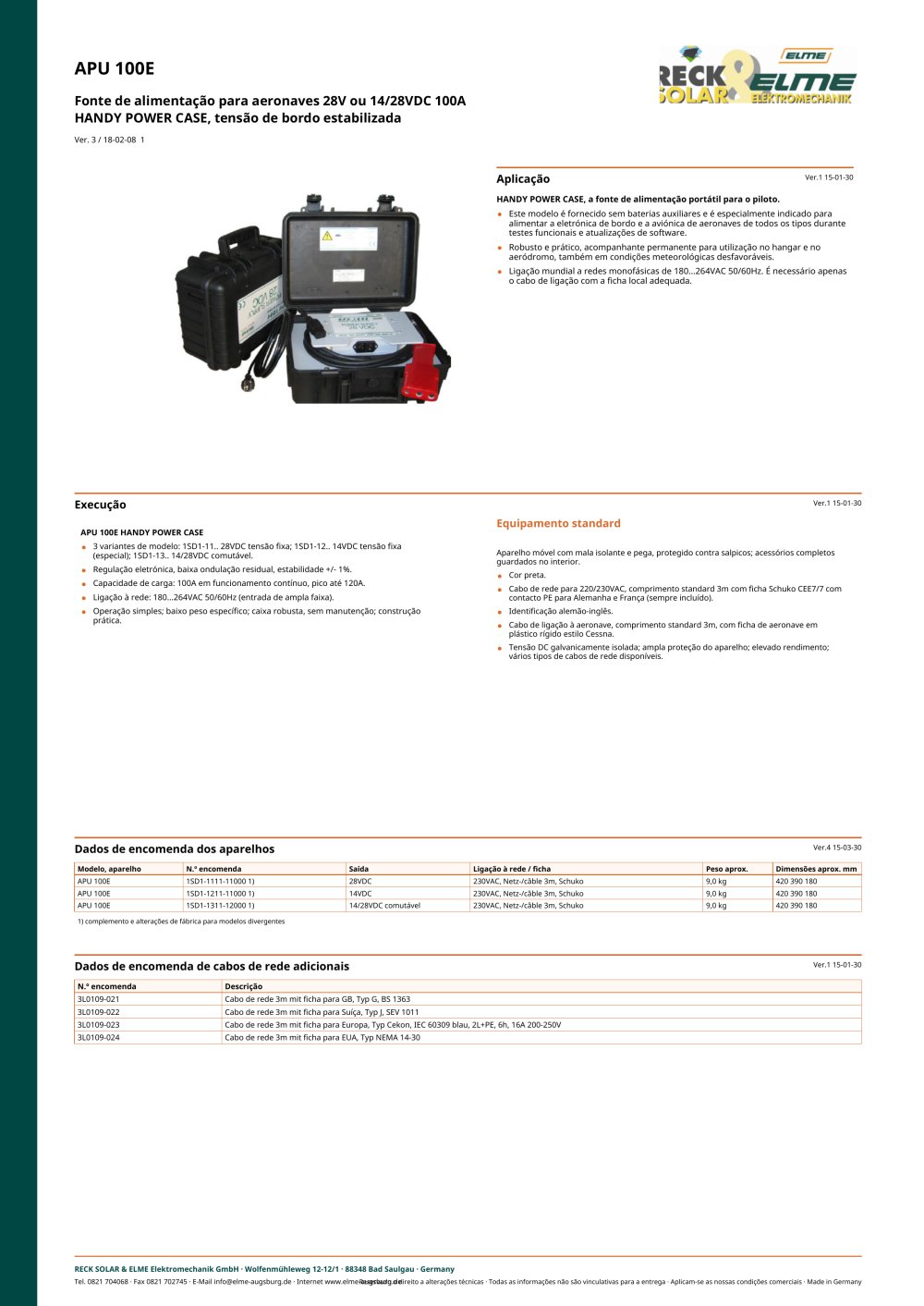 APU 100 E - RECK SOLAR und ELME ELEKTROMECHANIK GmbH