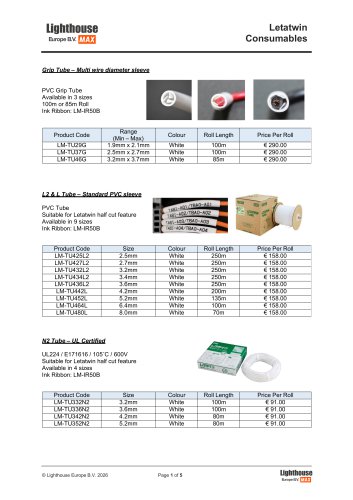 Letatwin (LM-550A3) - Consumables Pricelist