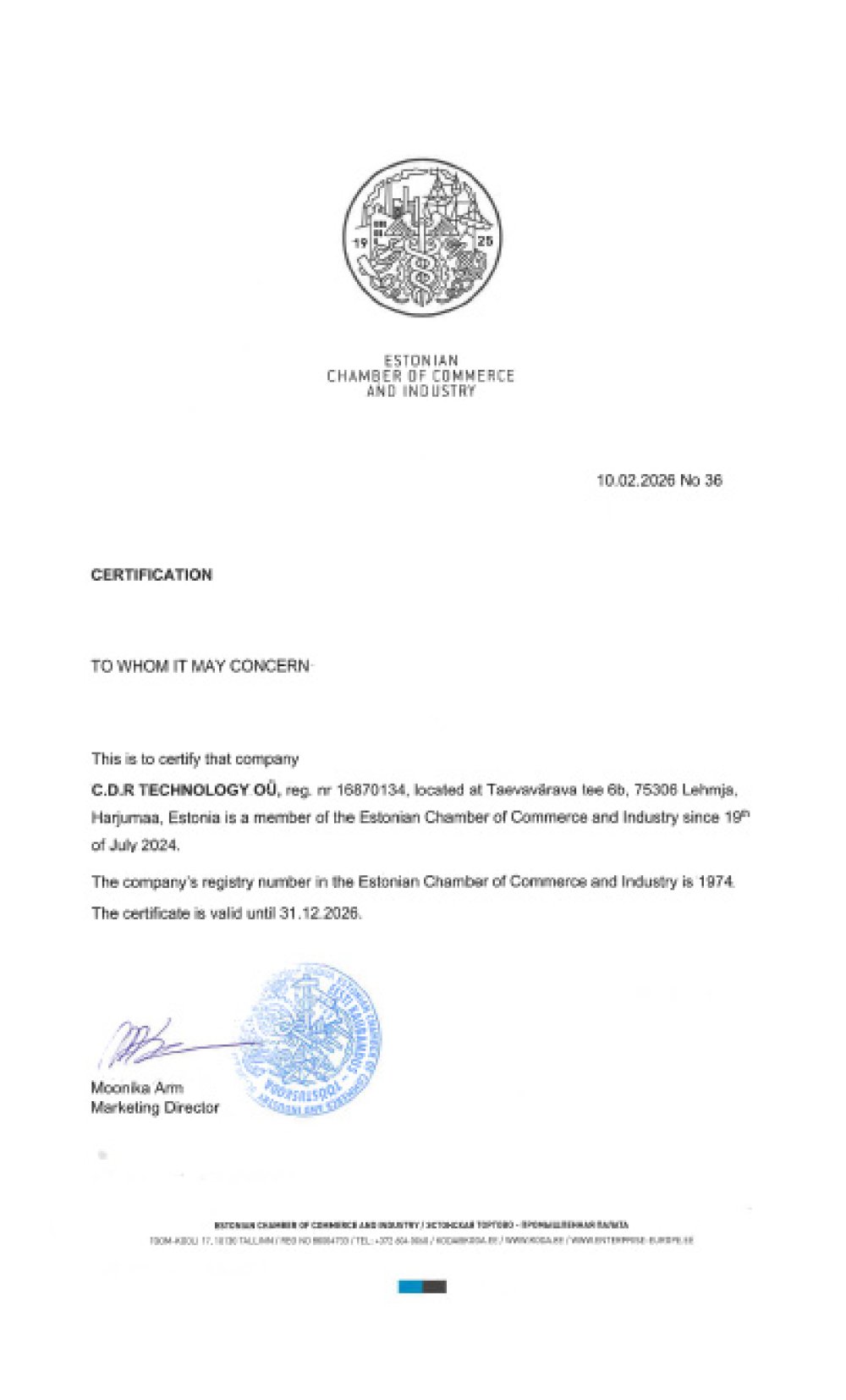 Certification - C.D.R Technology