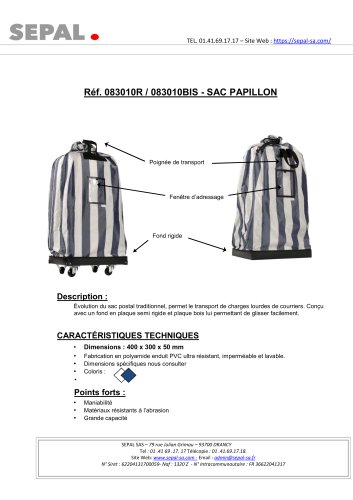 R&eacute;f. 083010R / 083010BIS - SAC PAPILLON