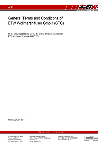 General Terms and Conditions of ETW Wollmershäuser GmbH (GTC) 