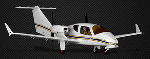 pequena aeronave de 4 lugares / bimotor / com motor de 4 tempos