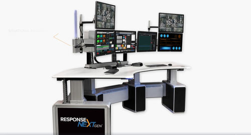 Console de controle de tráfego aéreo individual - Response NEXTGen - EVANS AIRPORT SOLUTIONS | NKI - curvo / com compartimento de arrumação / para torre de controle