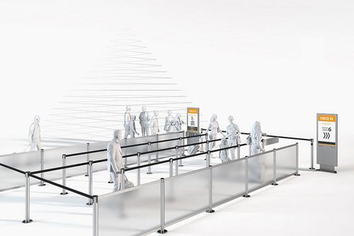 Demarcador de fila com fita - SMART  - VIA GUIDE GMBH - com cabeça chata / para passageiros / para aeroporto