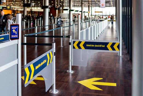 Demarcador de fila com fita - SMART SHORTCUT - VIA GUIDE GMBH - com cabeça chata / para passageiros / para aeroporto