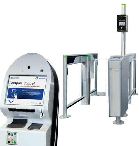 Sistema de controle automático de fronteiras para aeroporto - FLY  - IER Blue Solutions - com leitor de códigos de barras / com leitor biométrico