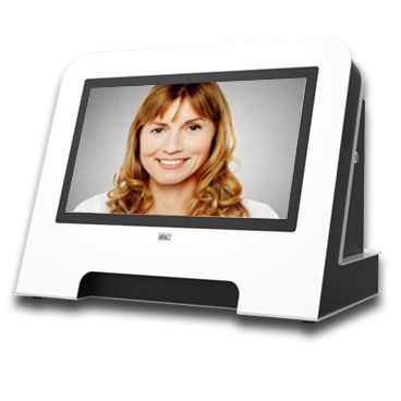 Totem de gestão de filas de atendimento para balcão - 2D Simple Countertop - Telemedium / Teleportel - com tela sensível ao toque / para aeroporto