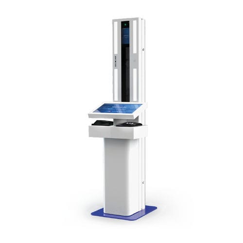 Totem de check-in com leitor de cartões de embarque - DERMALOG Identification Systems - com leitor de passaportes / com leitor de códigos de barras / com CUSS