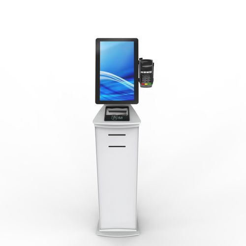 Totem de check-in com uma única tela - K-series 15 - imageHOLDERS - com impressora / com sistema de pagamento com cartão / com leitor RFID